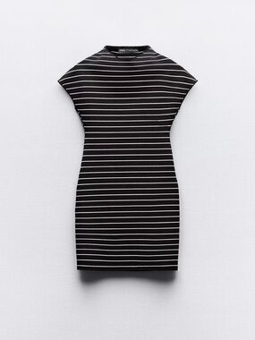 Zara Black and White Striped Mini Dress
